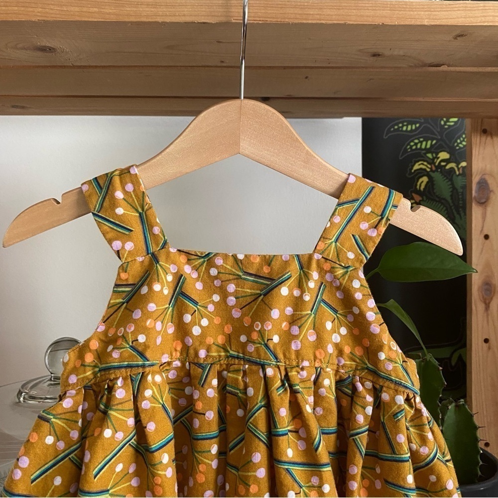 Piccadilly Bespoke Mustard Yellow Pink Floral Print Beckett Dress 2t - Picture 11 of 16